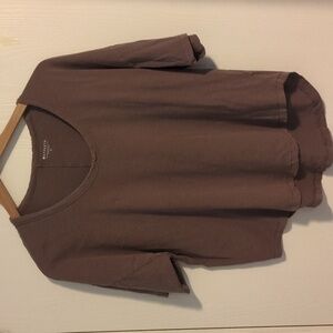 Athleta DAILY COMMUTE TEE Shirt Short Sleeve Mineral Brown Top Sz S